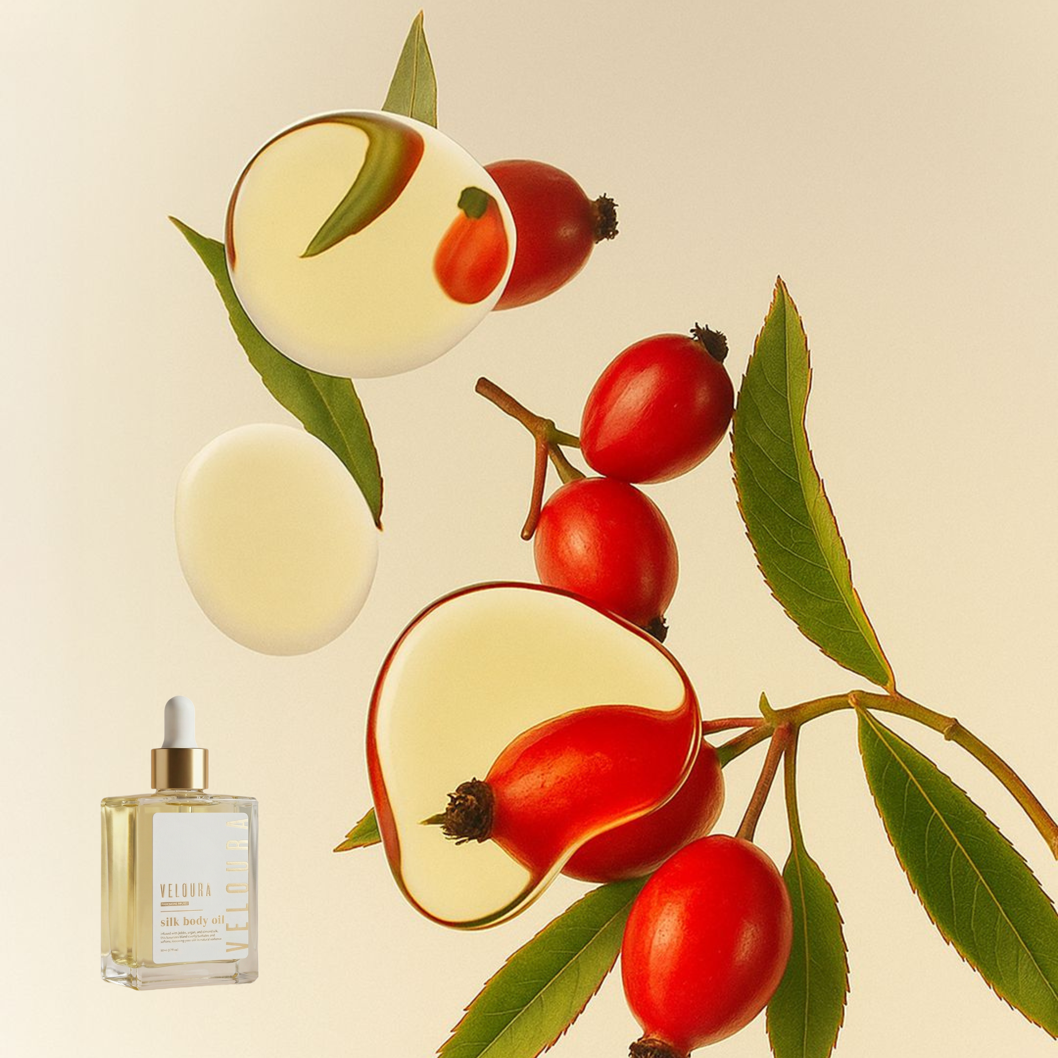 Veloura bottle close-up on vanity