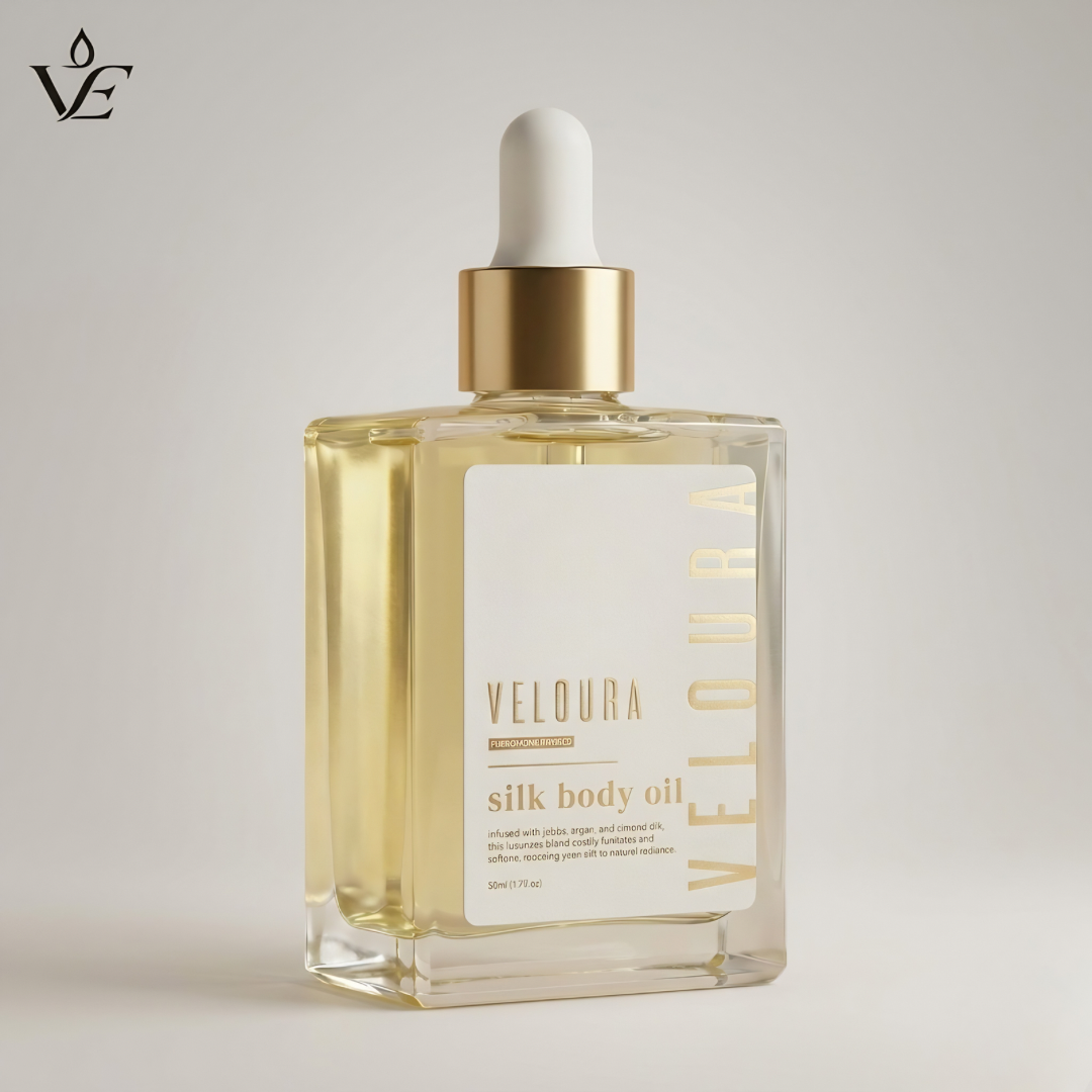 Veloura Body Oil bottle close-up